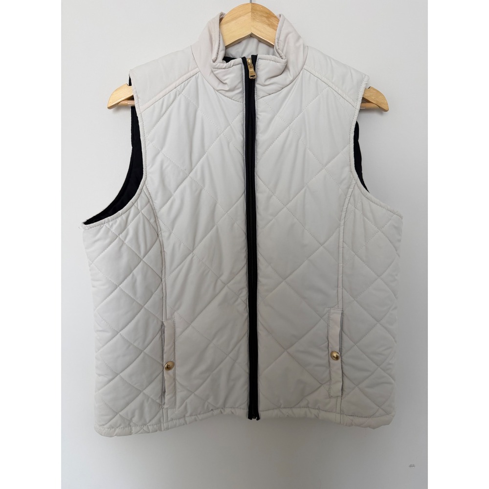 Lauren Ralph Lauren Vest Womens XL Quilted Puffer Cream White Excellent
